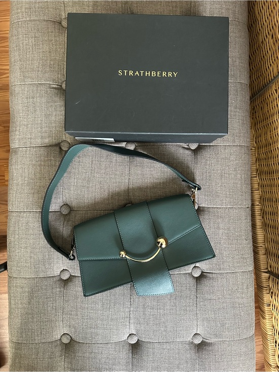Strathberry Handbags - Strathberry Green Leather Shoulder/Crossbody Bag with Gold Hardware